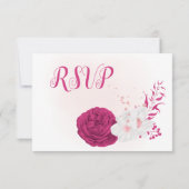 Romantische fuchsienweiße Blume mit kulinarischer RSVP Karte (Rückseite)