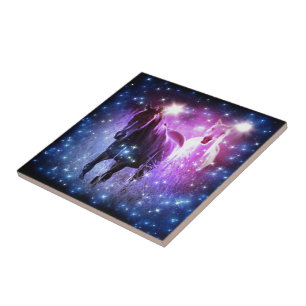 Romantische Galaxie-blaue lila Sterne Galloping Pf Fliese