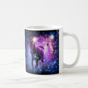 Romantische Galaxie-blaue lila Sterne Galloping Pf Kaffeetasse