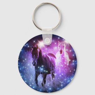 Romantische Galaxie-blaue lila Sterne Galloping Pf Schlüsselanhänger