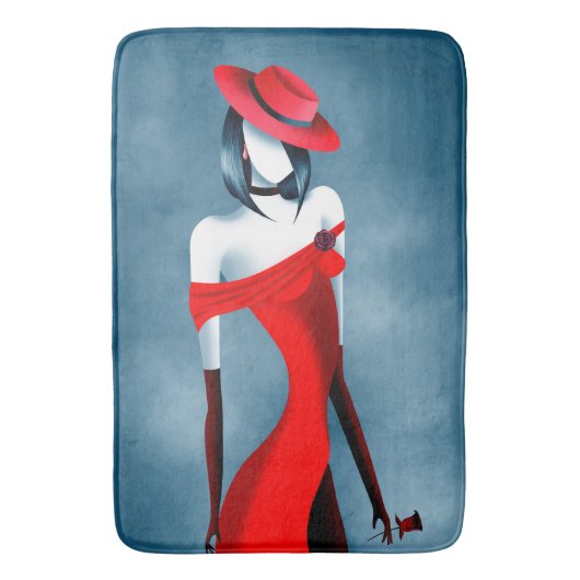 Romantische Gangster Lady mit Rose Bath Mat Badematte (Vorderseite Vertikal)