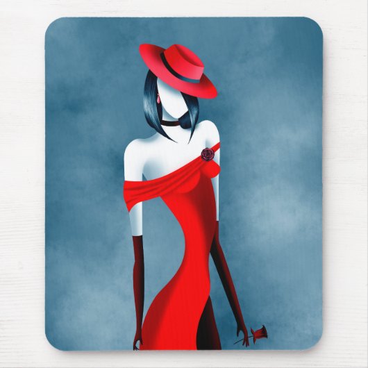 Romantische Gangster-Lady mit Rose-Maus-Pad Mousepad (Vorne)
