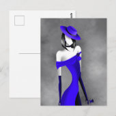 Romantische Gangster Lady mit Rose Postkarte (Vorne/Hinten)