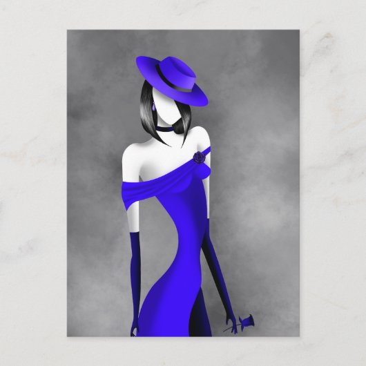 Romantische Gangster Lady mit Rose Postkarte (Vorderseite)