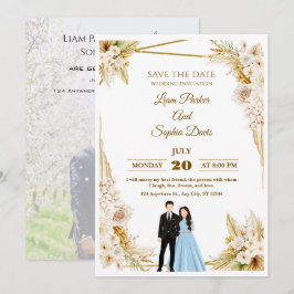Romantische Garten-Blush-Blumen-Hochzeitseinladung Einladung
