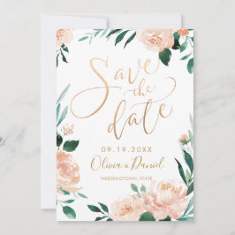 Romantische Gartenblumenkalligraphie Save the Date