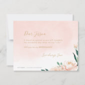 Romantische Gartenflora Werden Sie meine Brautjung Einladung (Rückseite)