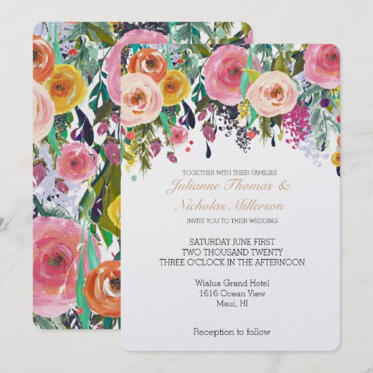 Romantische Gartenhochzeit Einladung (Vorne/Hinten)