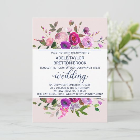 Romantische Gartenhochzeit Einladung (Stehend Vorderseite)