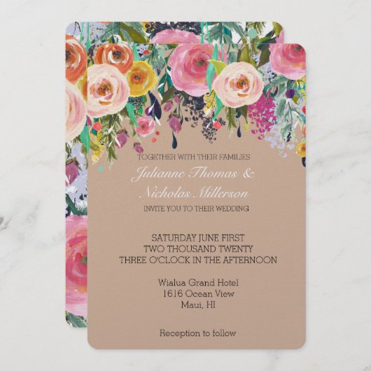 Romantische Gartenhochzeit Einladung (Vorne/Hinten)