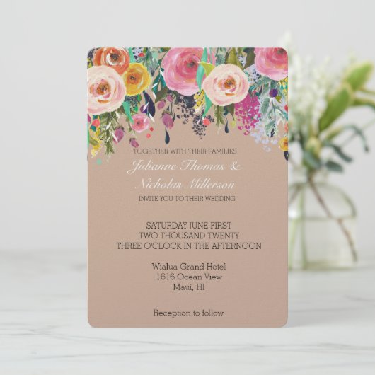 Romantische Gartenhochzeit Einladung (Stehend Vorderseite)