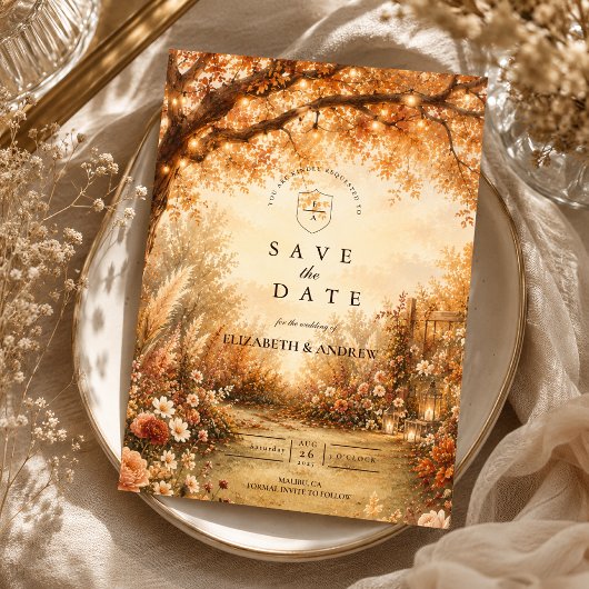 Romantische Gartenhochzeit im Herbst Save The Date