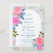 Romantische Gartenhochzeit Rose Einladung (Vorderseite)