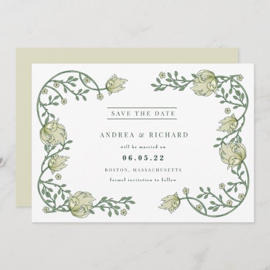 Romantische Gartenhochzeit Save The Date (Vorne/Hinten)