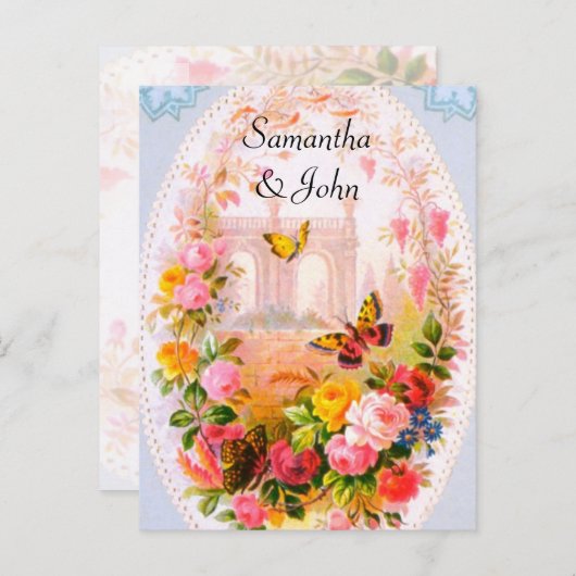 Romantische Gartenhochzeit Save the Date Ankündigungspostkarte (Vorne/Hinten)