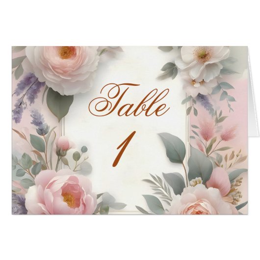 Romantische Gartenhochzeit-Tischnummern (Vorderseite (Horizontal))