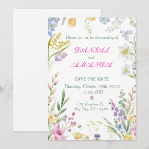Romantische Gartenhochzeitseinladung   Pastellblum Einladung