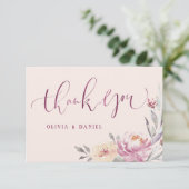 Romantische Gartenkalligraphie Dankeskarte (Stehend Vorderseite)