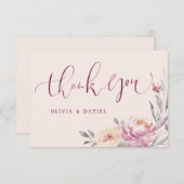 Romantische Gartenkalligraphie Dankeskarte (Vorne/Hinten)