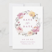 Romantische Gartenmauve Blumenhochzeit Save The Date (Vorderseite)