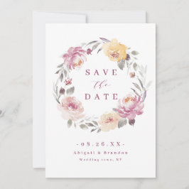 Romantische Gartenmauve Blumenhochzeit Save The Date