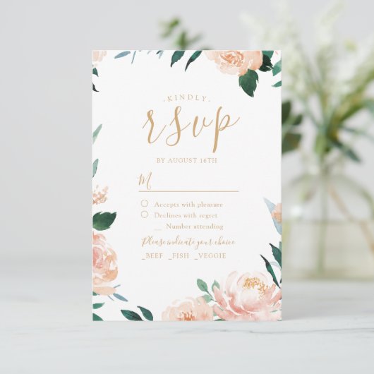 Romantische Gartenwasserfarbenhochzeit RSVP (Stehend Vorderseite)