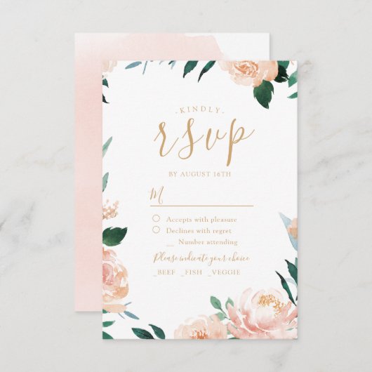 Romantische Gartenwasserfarbenhochzeit RSVP (Vorne/Hinten)