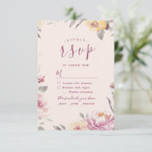 Romantische Gartenwasserfarbenhochzeit RSVP Karte (Stehend Vorderseite)