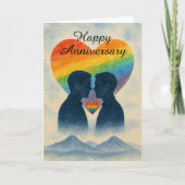 Romantische Gay Couple Anniversary Rainbow Heart L Karte (Vorderseite)