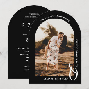 Romantische gebogene Schwarz-Weiß-Hochzeit Einladung