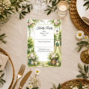 Romantische Geheimgarten-Eleganz Hochzeit RSVP Karte