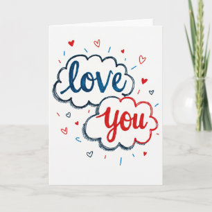 Romantische gekritzelte Ich-liebe-dich-Karte Karte