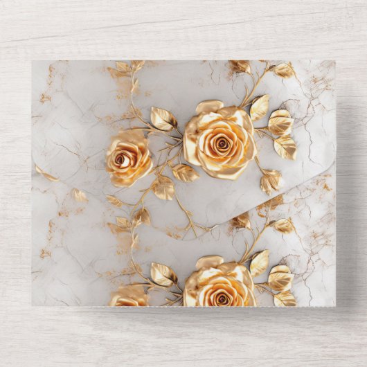 Romantische Gelbe Rosen All In One Einladung (Rückseite)