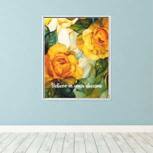 Romantische Gelbe Rosen Blumenglaube Leinwanddruck