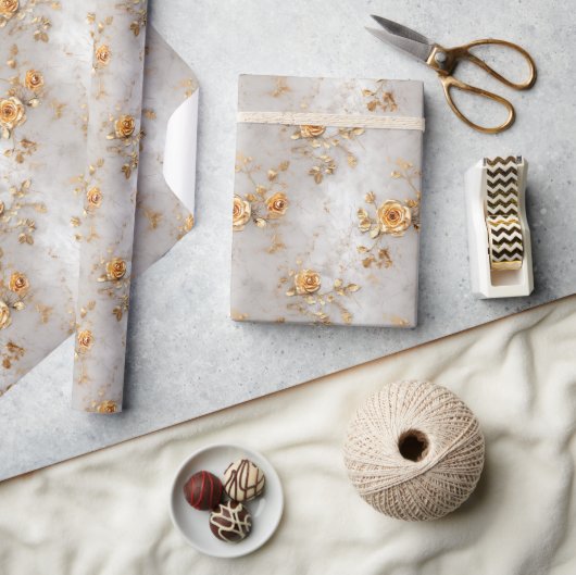 Romantische Gelbe Rosen Geschenkpapier (Kunsthandwerk)