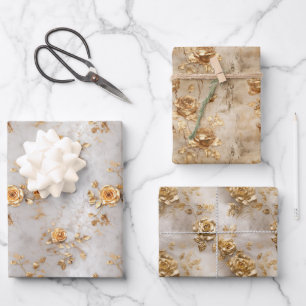 Romantische Gelbe Rosen Geschenkpapier Set