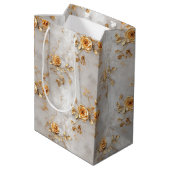 Romantische Gelbe Rosen Mittlere Geschenktüte (Rückseite Schrägansicht)