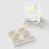 Romantische Gelbe Rosen Steinuntersetzer (Seitenansicht)