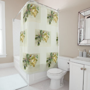 Romantische gelbe Vintage Rosen Duschvorhang