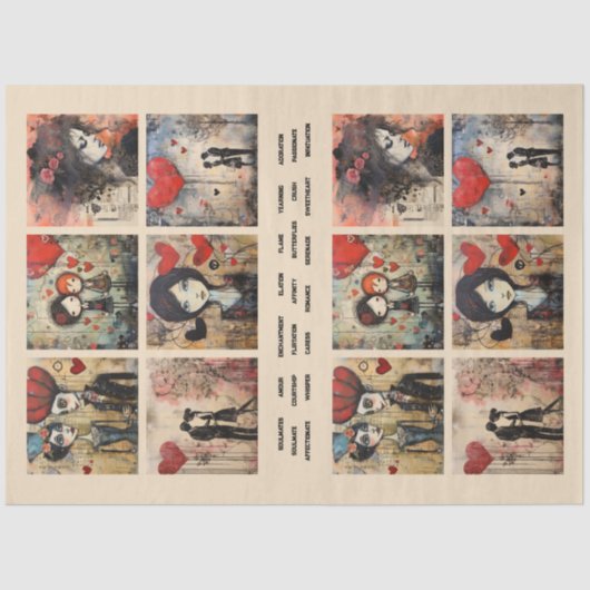 Romantische gemischte Medien Hintergrund Ehepaar V Seidenpapier (Vorderseite)