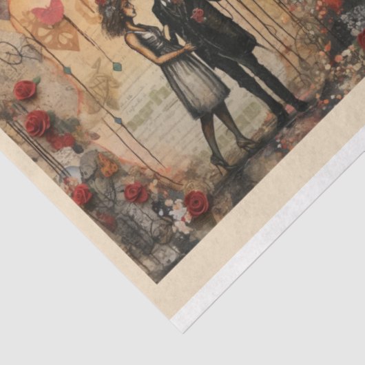 Romantische gemischte Medien Hintergrund Ehepaar V Seidenpapier (Ausschnitt)