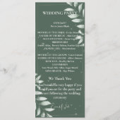 Romantische Gentle Green Blätter Hochzeitsprogramm Programm (Rückseite)