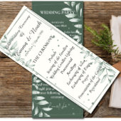 Romantische Gentle Green Blätter Hochzeitsprogramm Programm