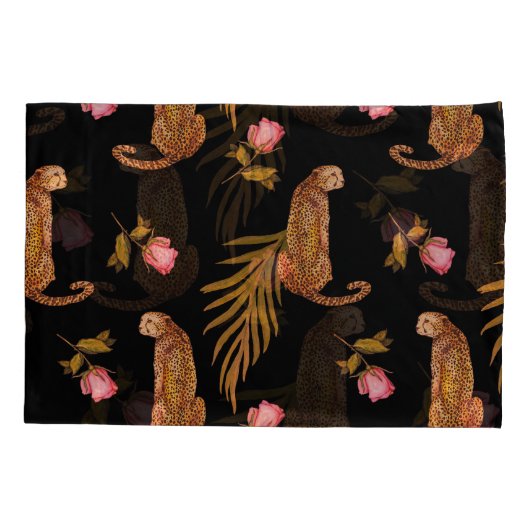 Romantische Geparden: Wasserfarbennahes Muster. Kissenbezug (Rückseite)