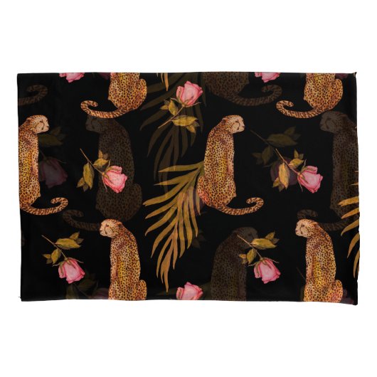 Romantische Geparden: Wasserfarbennahes Muster. Kissenbezug (Vorderseite)