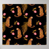 Romantische Geparden: Wasserfarbennahes Muster. Poster (Vorne)