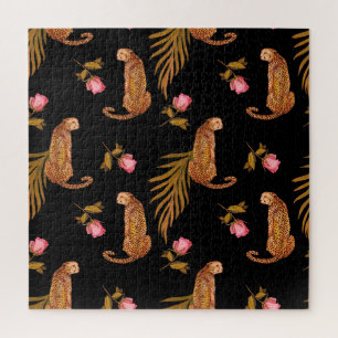 Romantische Geparden: Wasserfarbennahes Muster. Puzzle