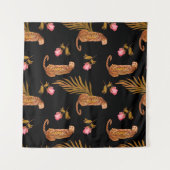 Romantische Geparden: Wasserfarbennahes Muster. Wandteppich (Vorderseite (Horizontal))