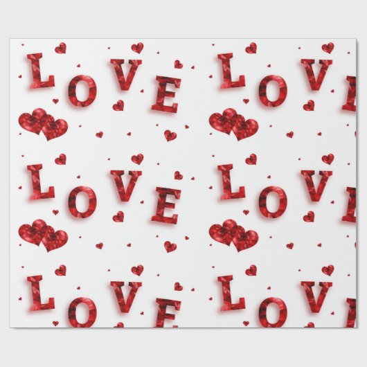Romantische Geschenkwrap - "LIEBE" - Typografie Geschenkpapier (Flach)