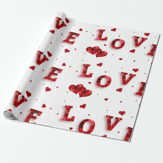 Romantische Geschenkwrap - "LIEBE" - Typografie Geschenkpapier (Ungerollt)